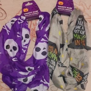 2 Halloween infinite scarves Skull & witch hats